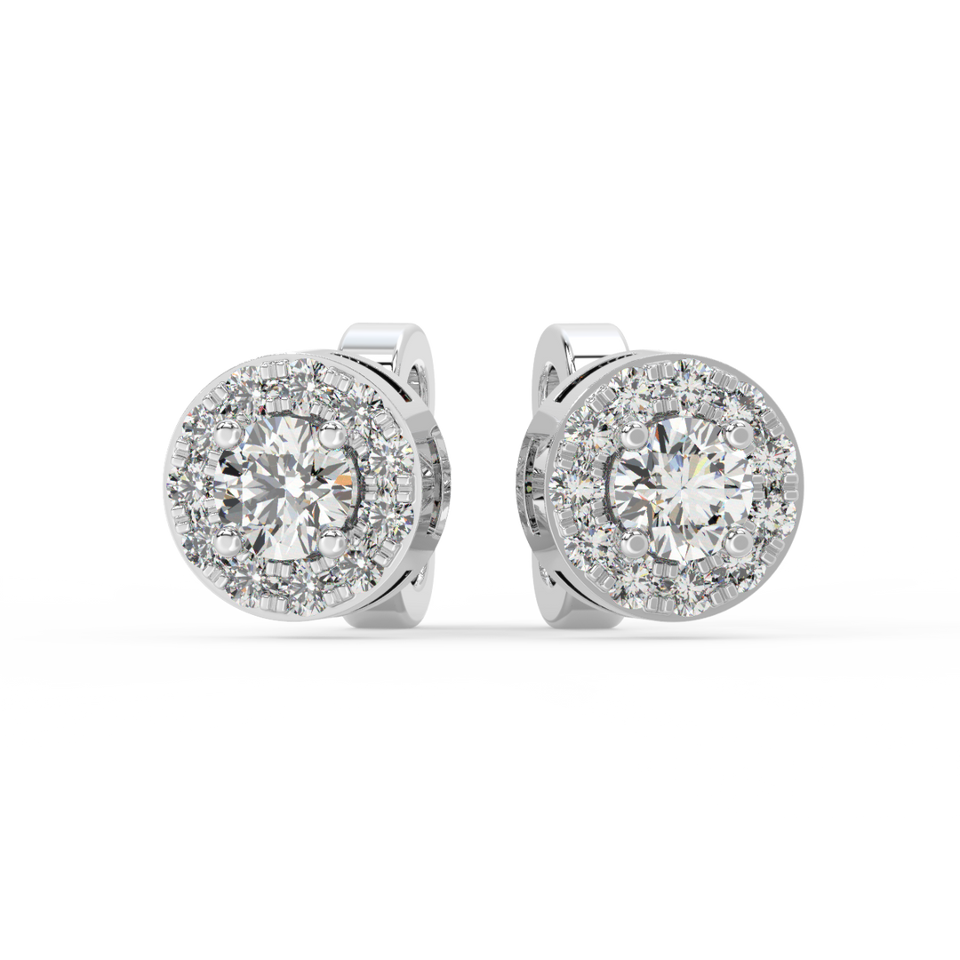 Lab Grown Diamond Round Halo Studs Earrings by Stefee