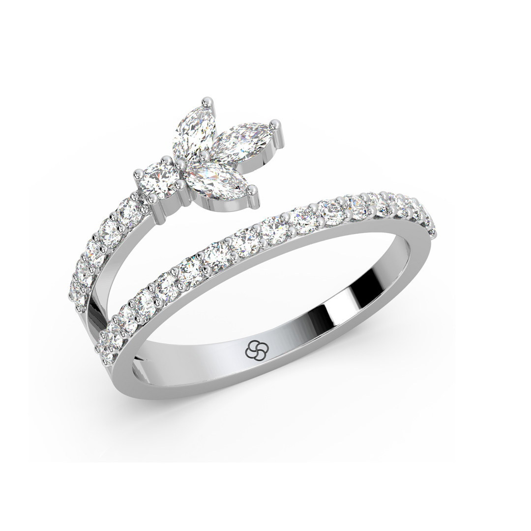 Spiral Left Petal Lab Grown Diamond Ring by Stefee Jewels