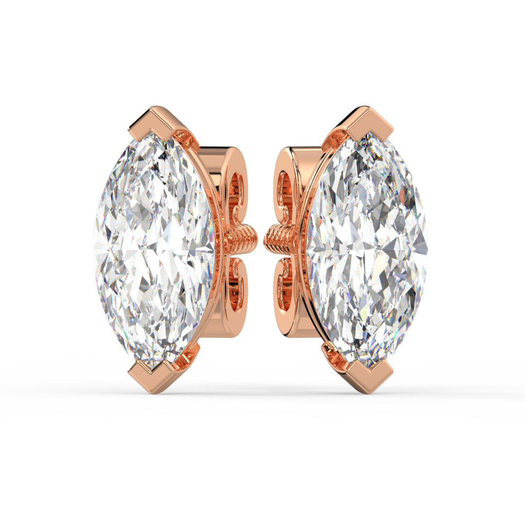 Solitaire Marquise Lab Grown Diamond Studs Earrings by Stefee