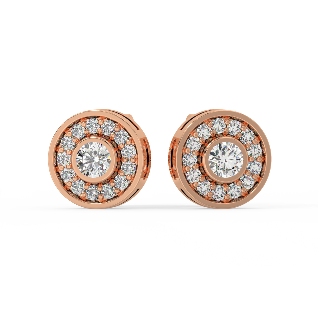 Trailing Round Halo Lab Grown Diamond Studs Earrings by Stefee