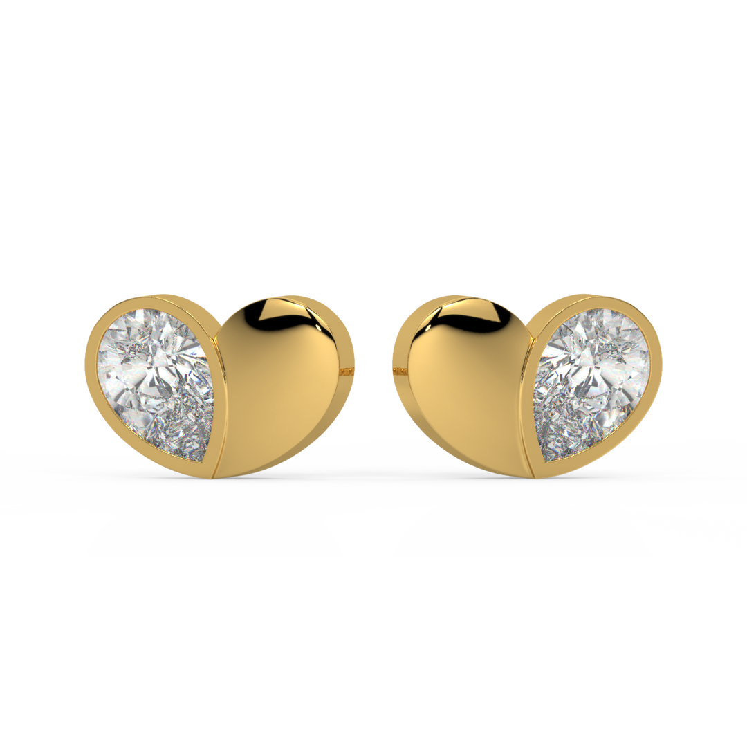 Little Lab Grown Diamond Heart Studs By Stefee Jewels