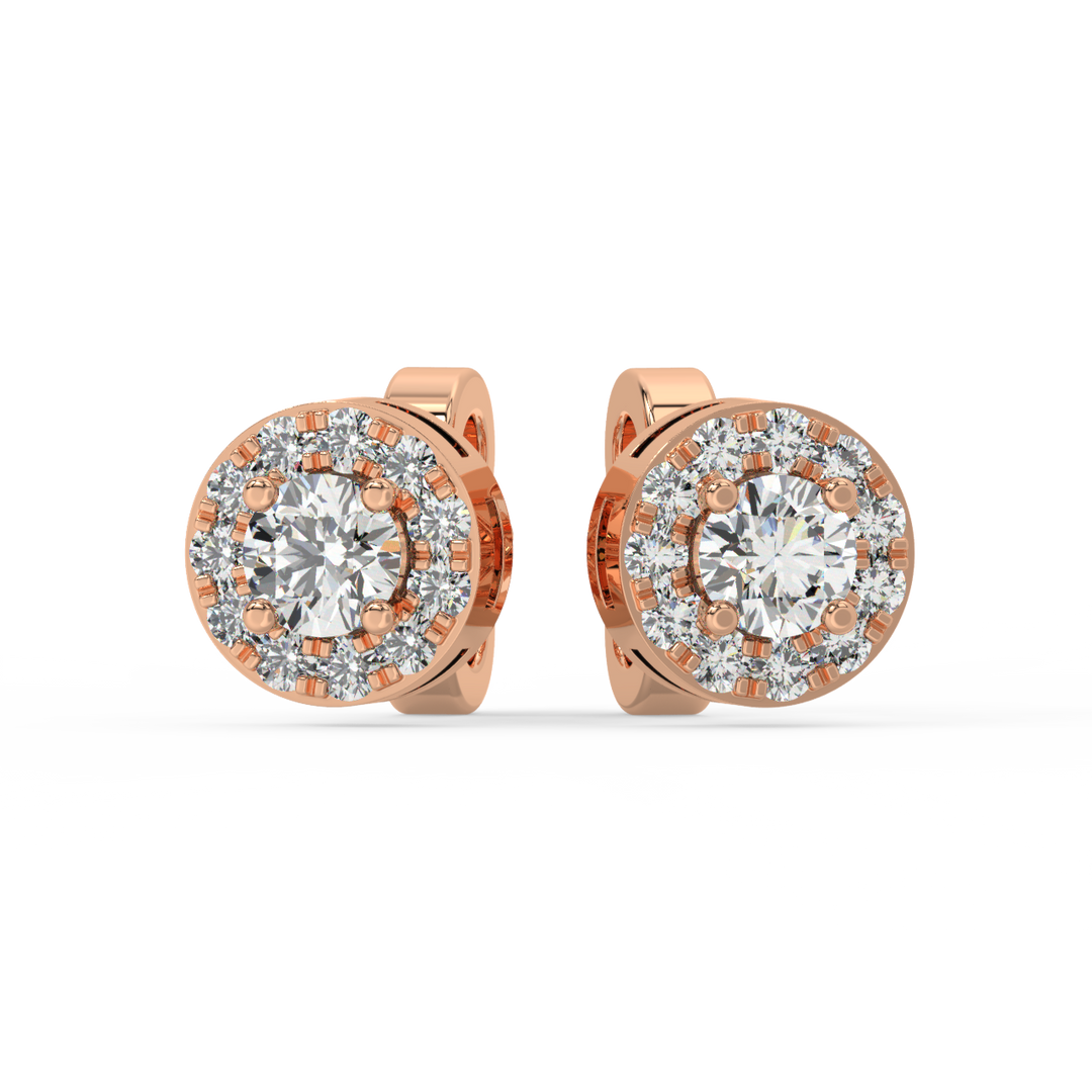 Lab Grown Diamond Round Halo Studs Earrings by Stefee