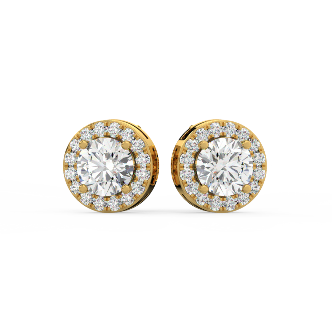 Round Halo Lab Grown Diamond Studs Earing by Stefee