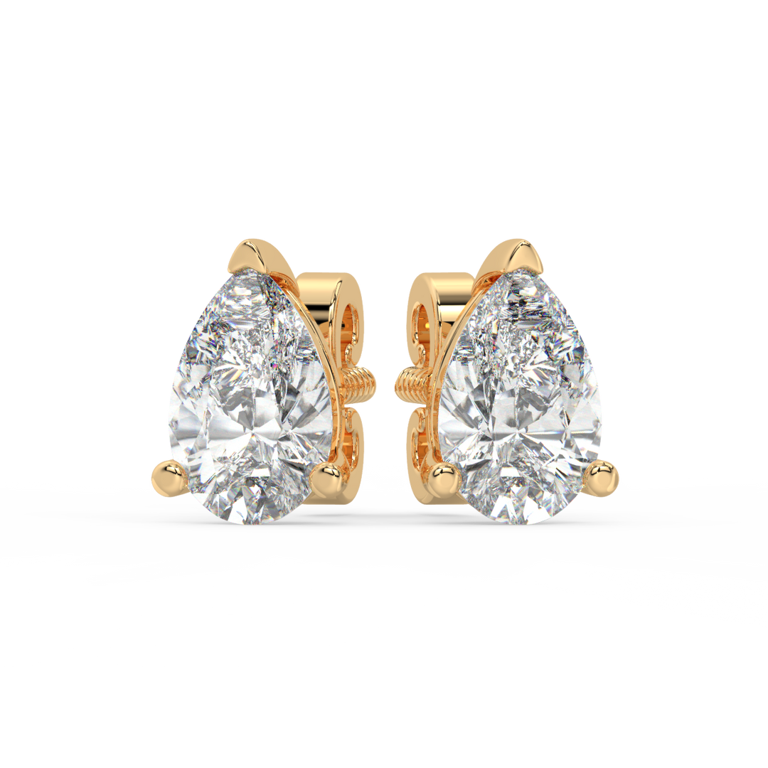 Solitaire Pear Lab Grown Diamond Studs Earrings by Stefee