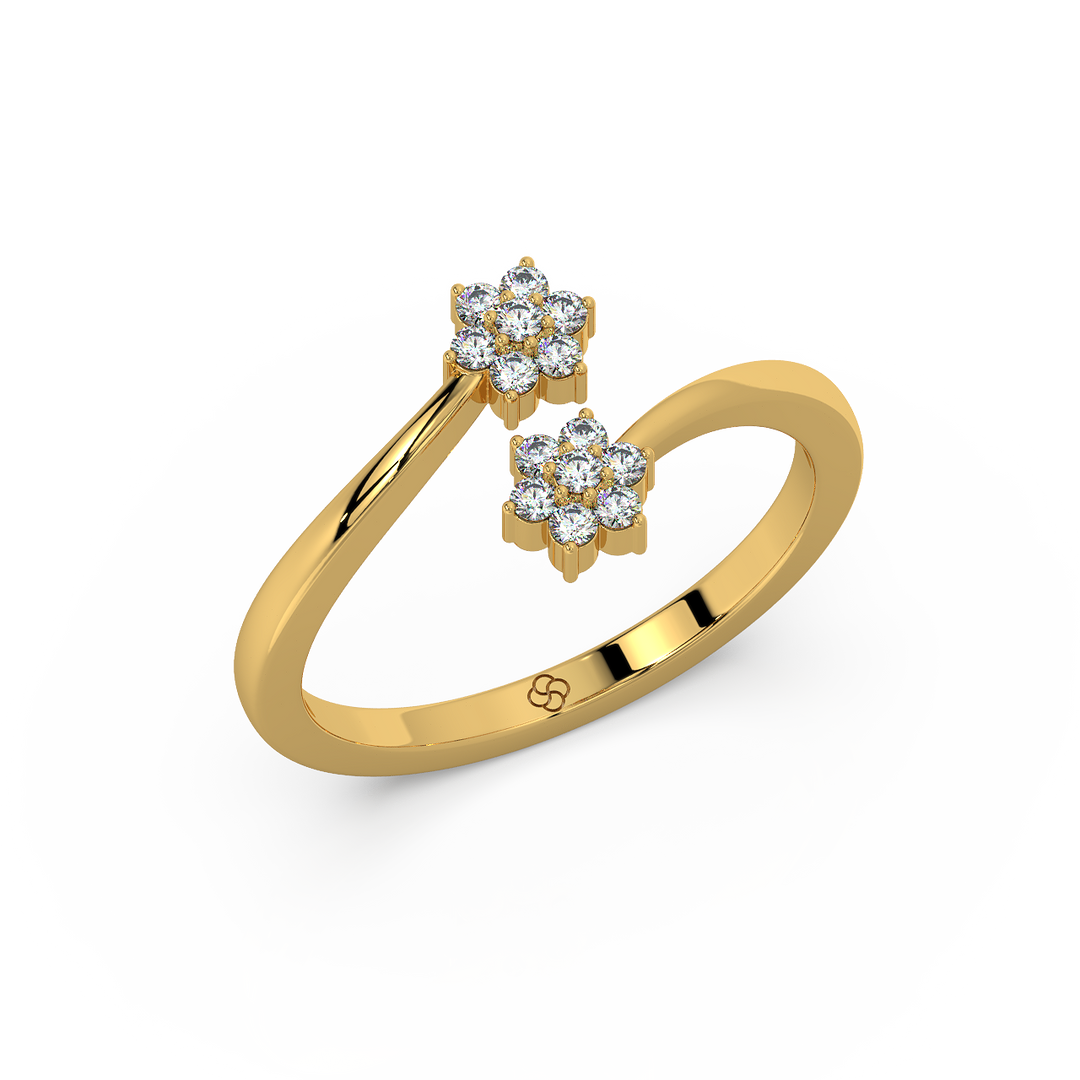 Curled Flower Lab Grown Diamond Ring by Stefee Jewels