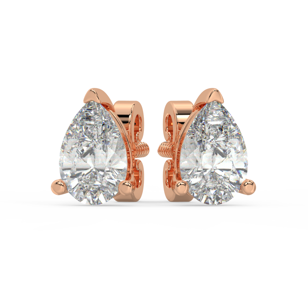 Solitaire Pear Lab Grown Diamond Studs Earrings by Stefee