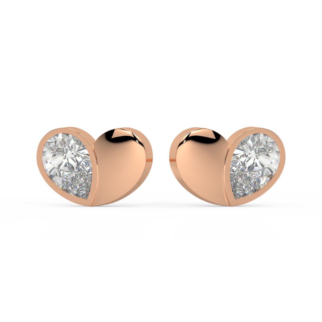 Little Lab Grown Diamond Heart Studs By Stefee Jewels