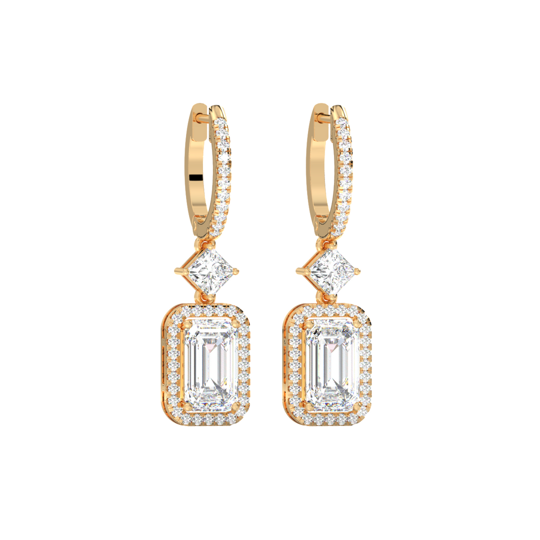 Emrald-Cut Drop  Lab Grown Diamond Earrings By Stefee Jewels