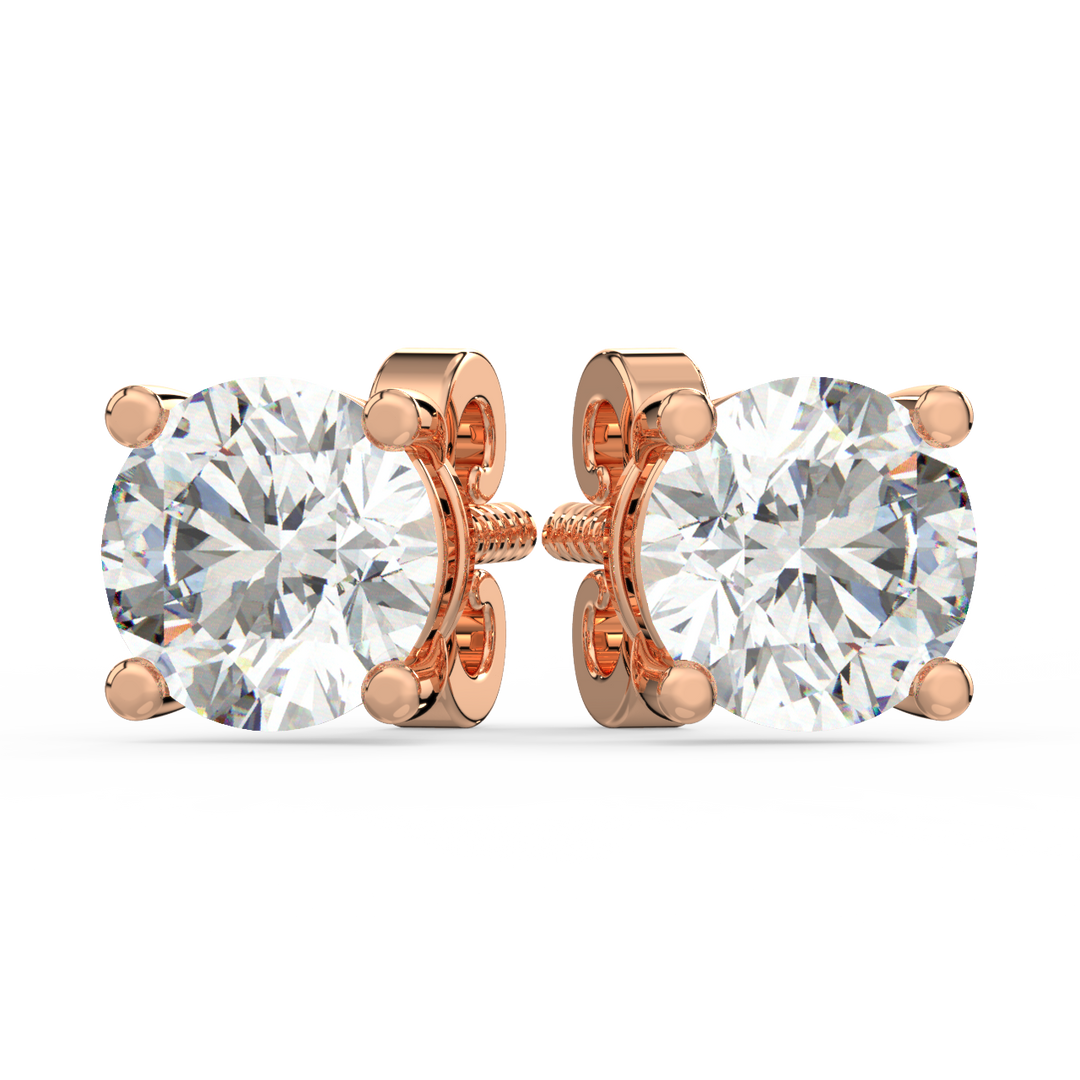 Solitaire Round Lab Grown Diamond Studs Earrings by Stefee