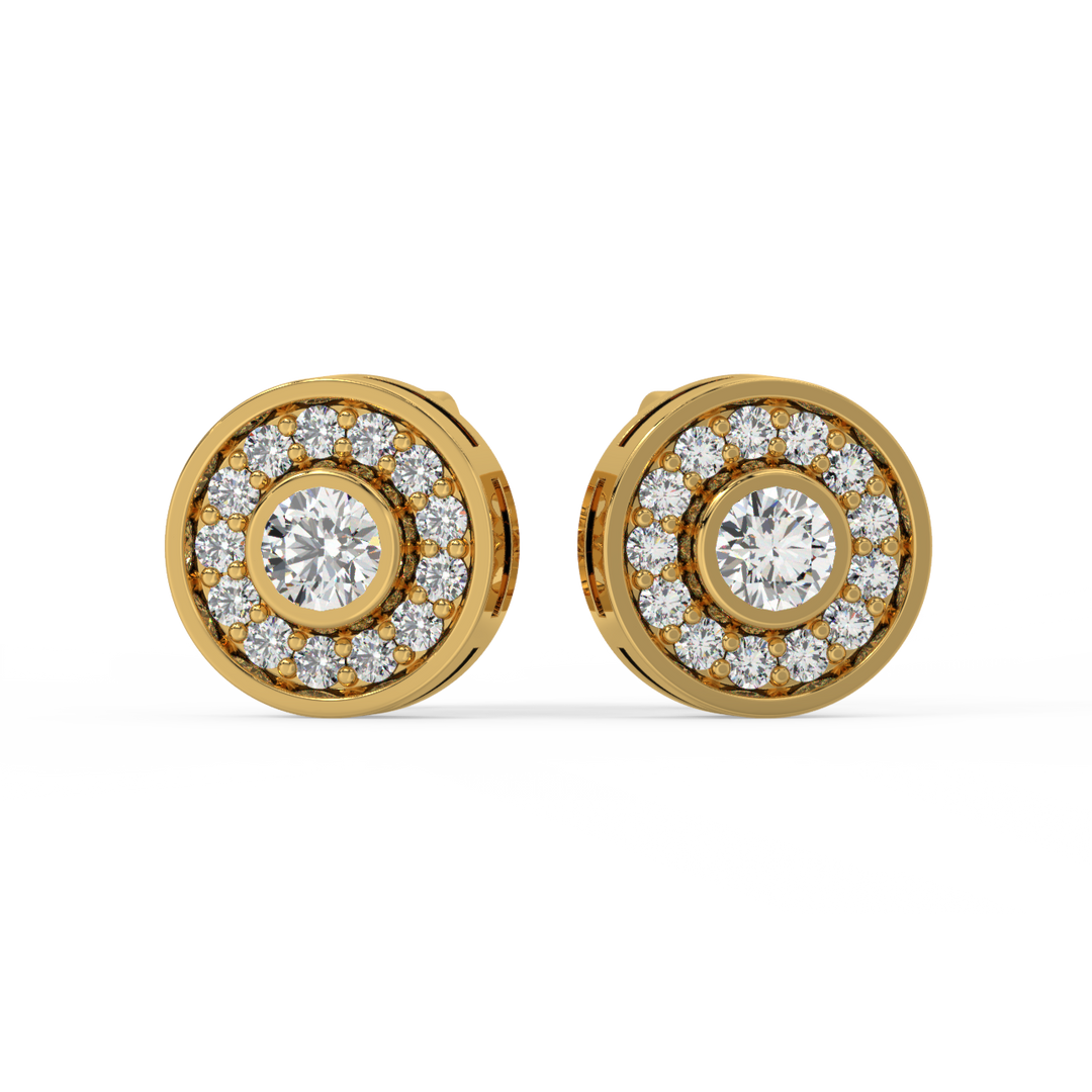 Trailing Round Halo Lab Grown Diamond Studs Earrings by Stefee