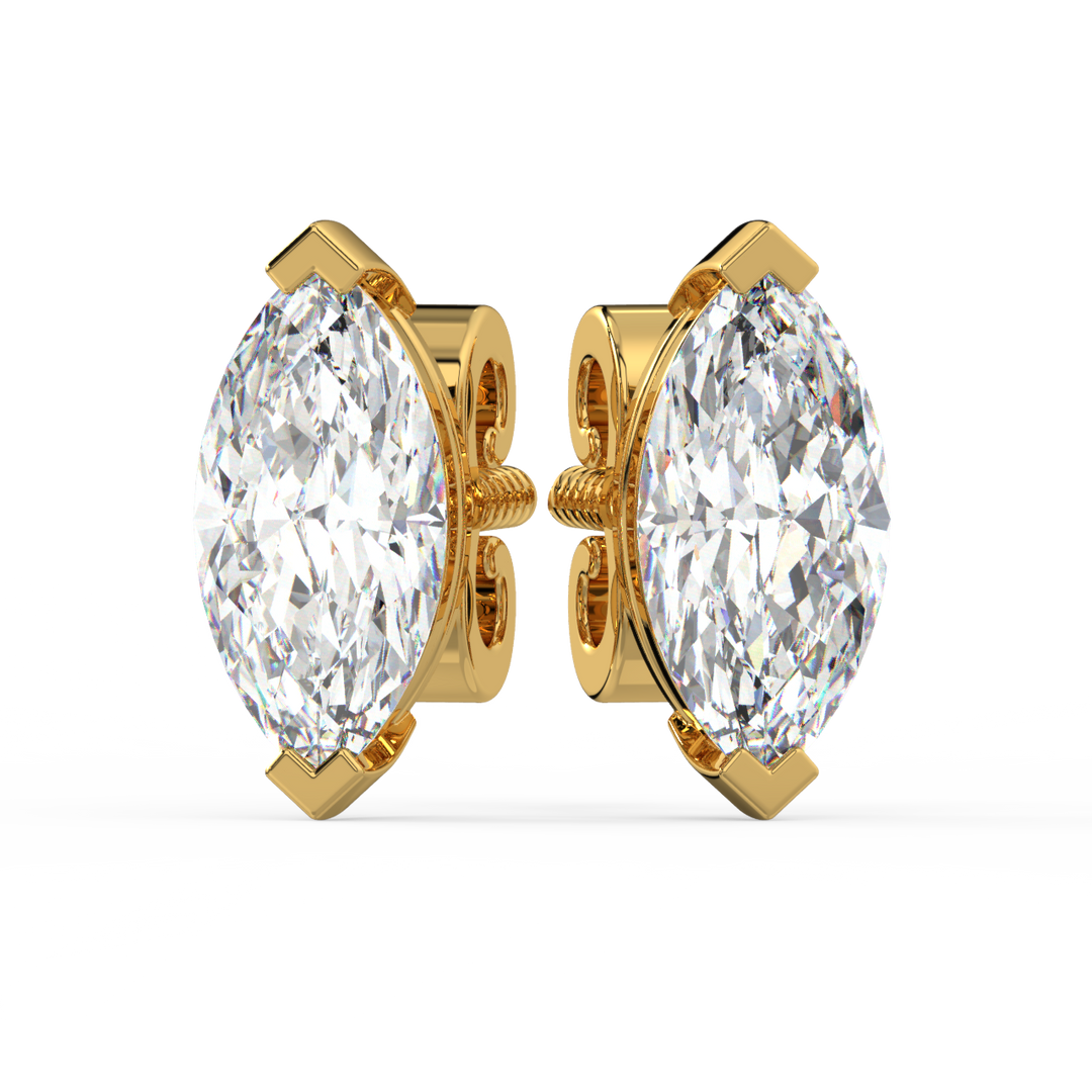 Solitaire Marquise Lab Grown Diamond Studs Earrings by Stefee