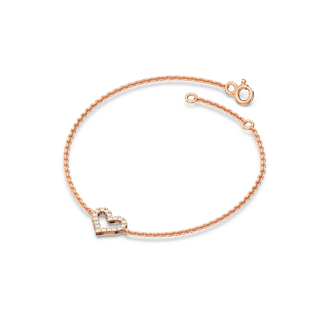 Open Heart Chain Lab Grown Diamond Bracelet by Stefee