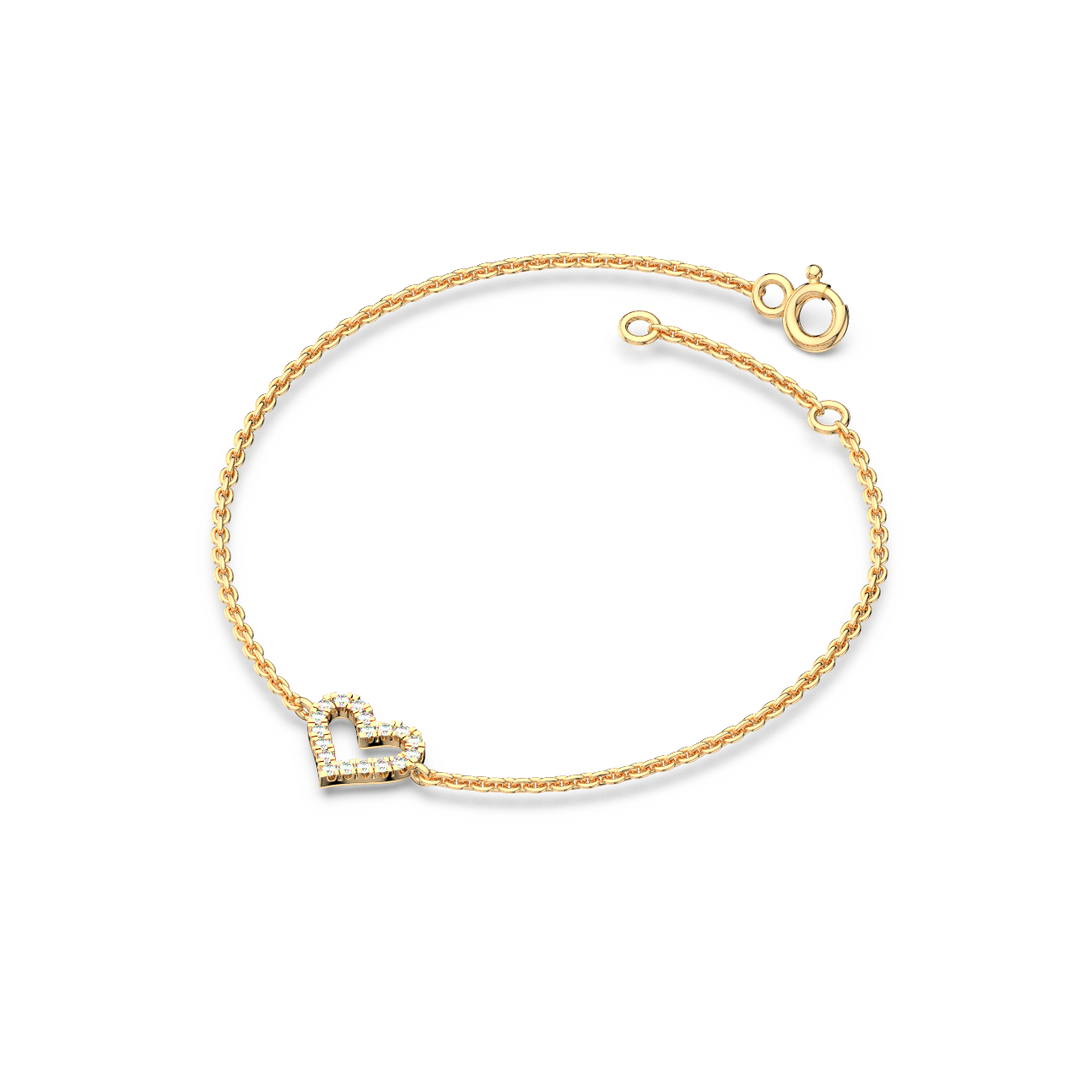 Open Heart Chain Lab Grown Diamond Bracelet by Stefee