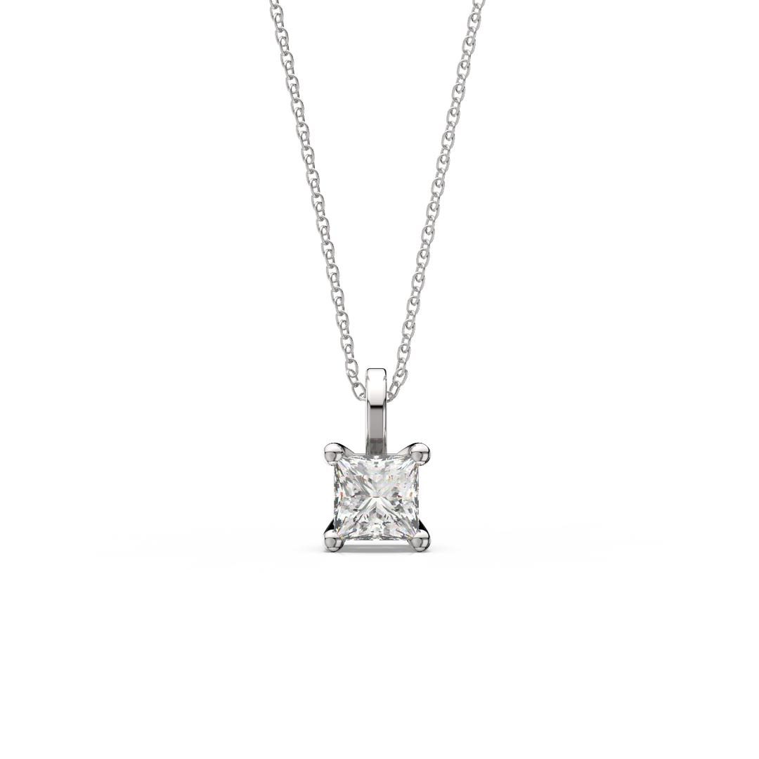 Solitaire Princess Lab Grown Diamond Pendant by Stefee