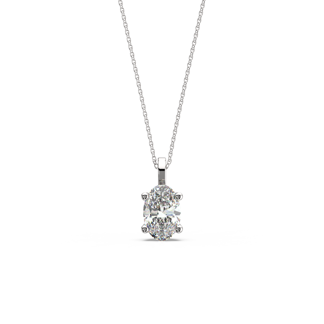 Solitaire Oval Lab Grown Diamond Pendant by Stefee