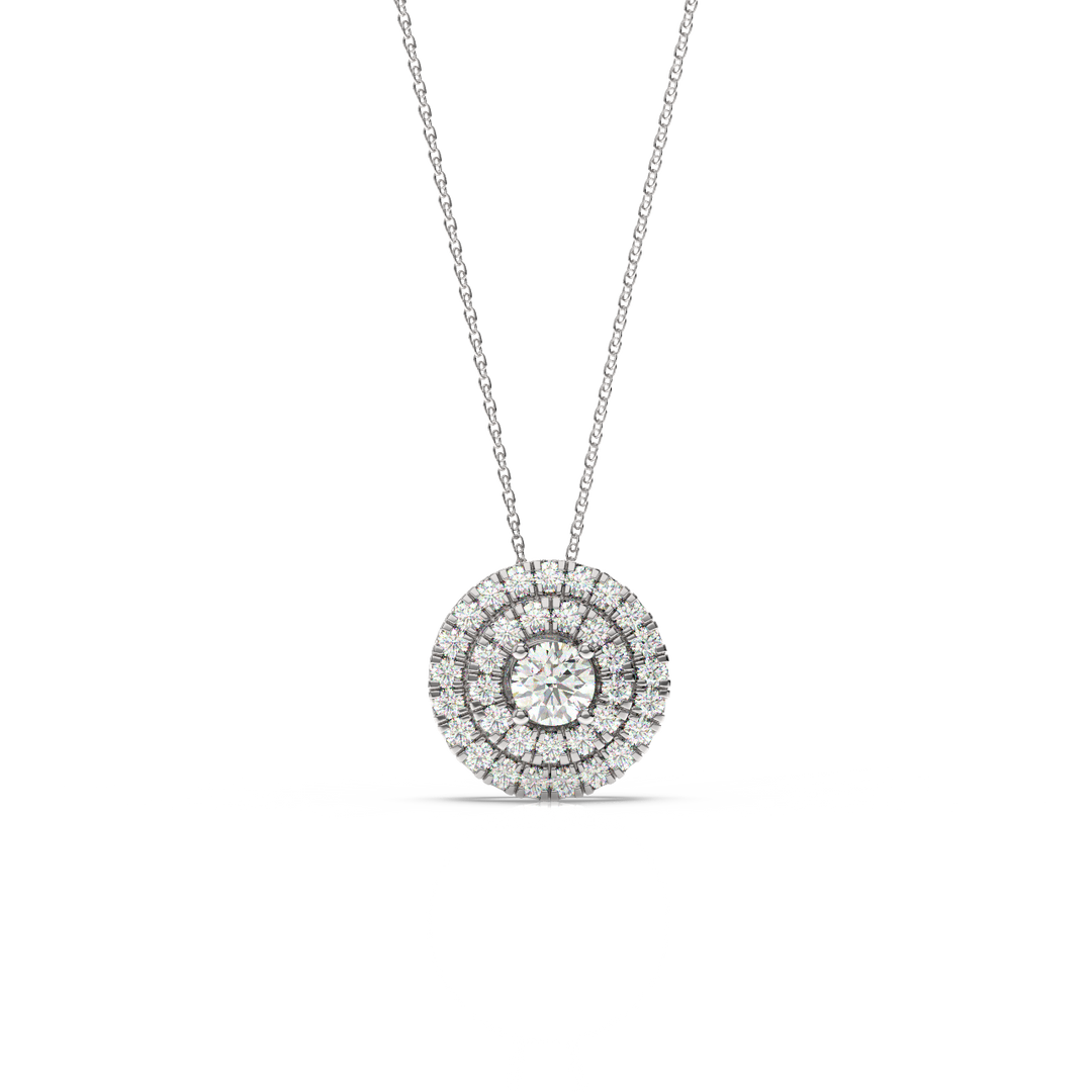 Double Round Halo Lab Grown Diamond Necklace by Stefee