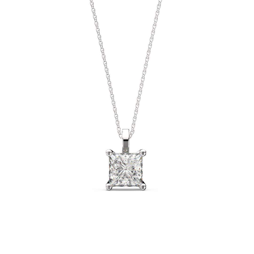 Solitaire Princess Lab Grown Diamond Pendant by Stefee