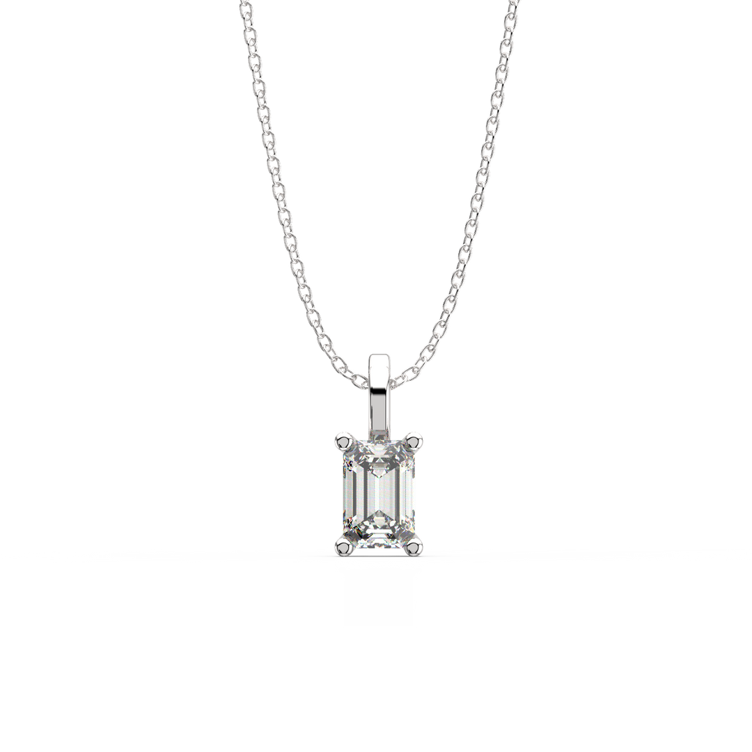 Solitaire Emerald Lab Grown Diamond Pendant by Stefee
