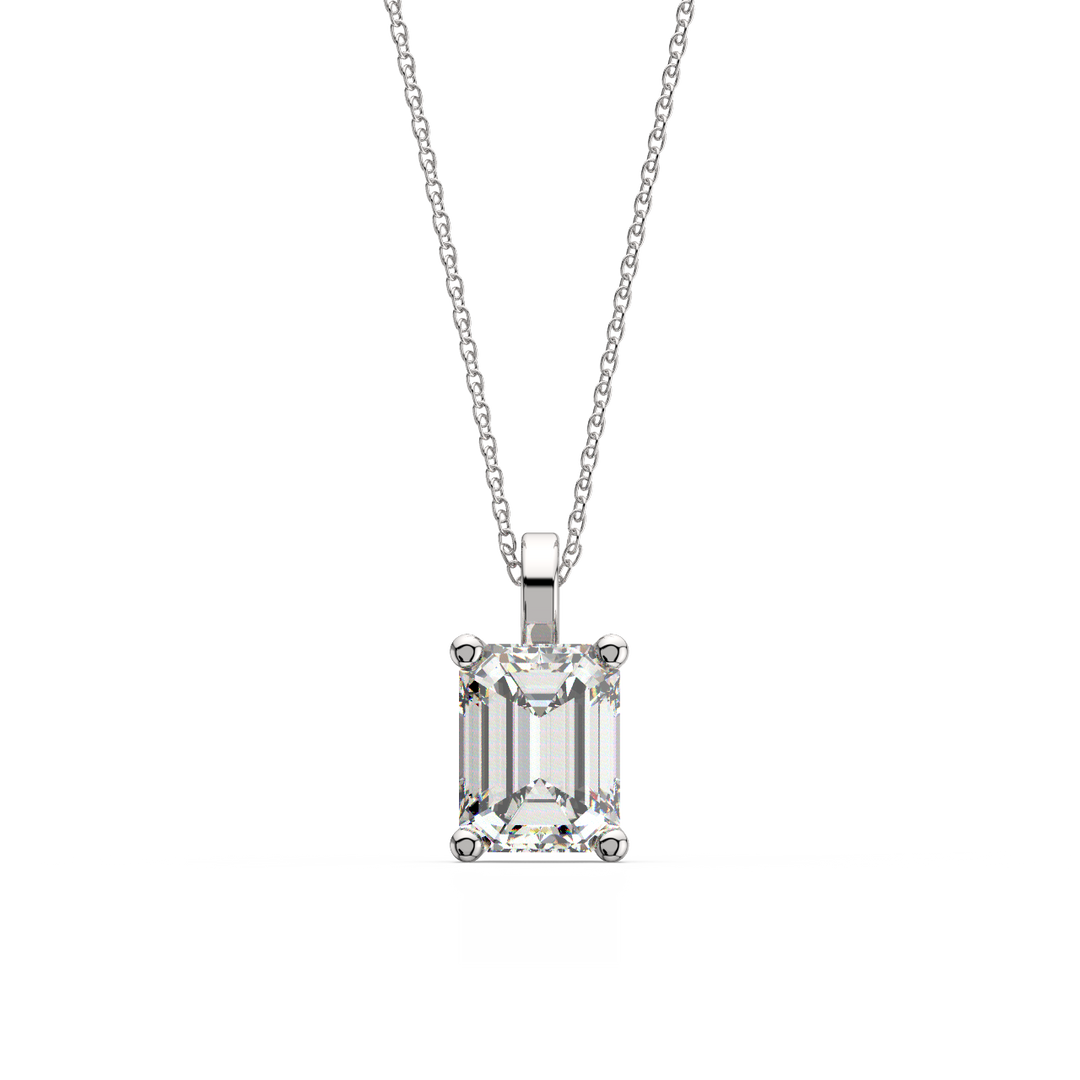 Solitaire Emerald Lab Grown Diamonds Pendant by Stefree
