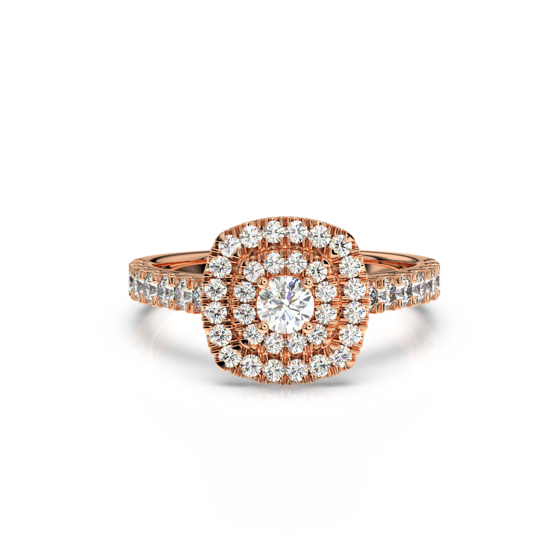 Double Halo Lab Grown - Engagement Diamond Ring by Stefee Jewels