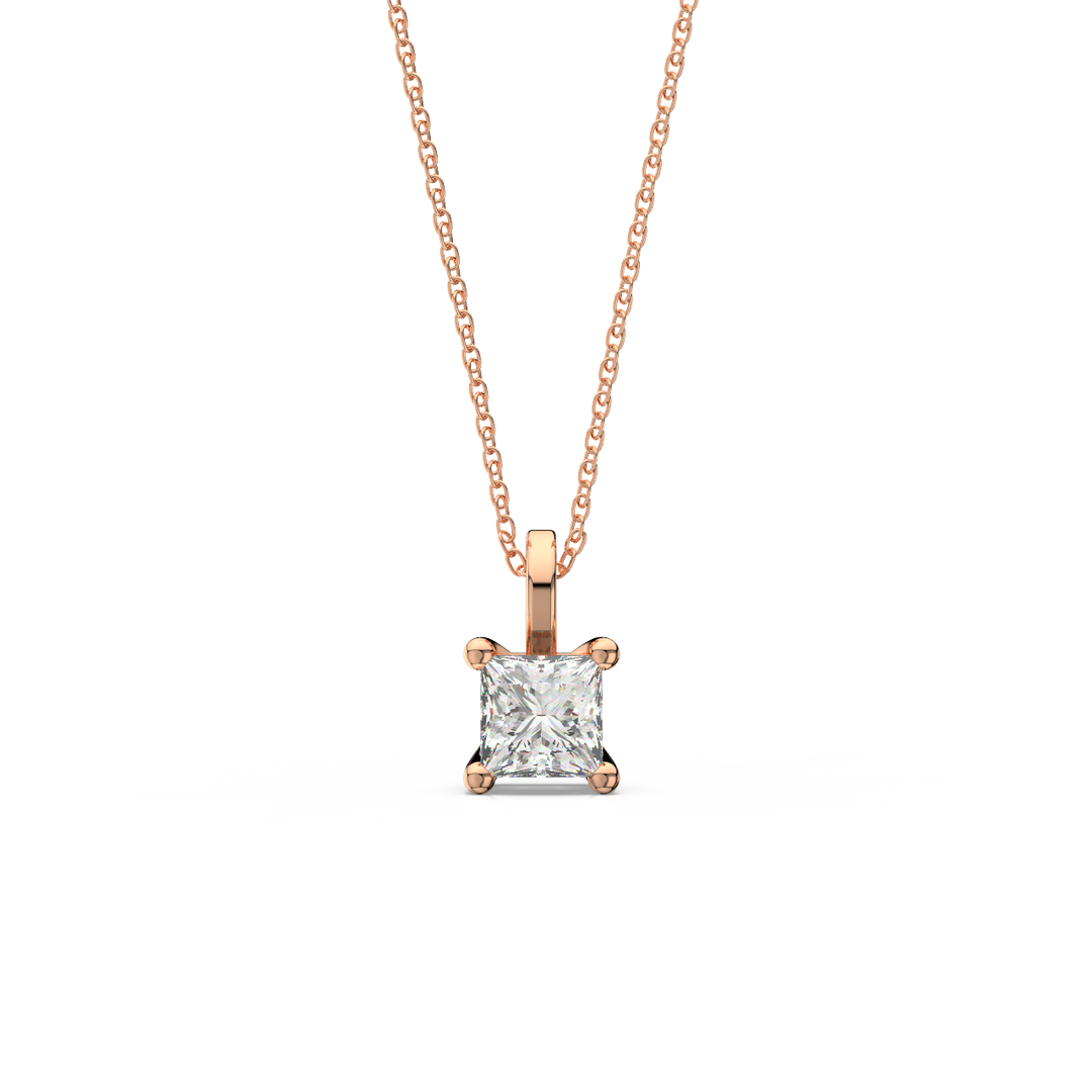 Solitaire Princess Lab Grown Diamond Pendant by Stefee