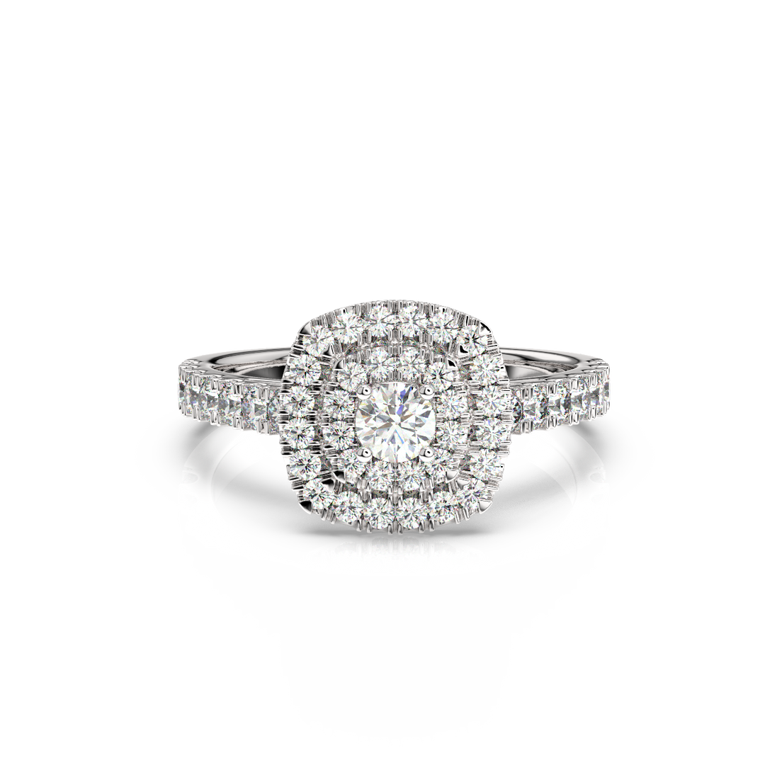 Double Halo Lab Grown - Engagement Diamond Ring by Stefee Jewels