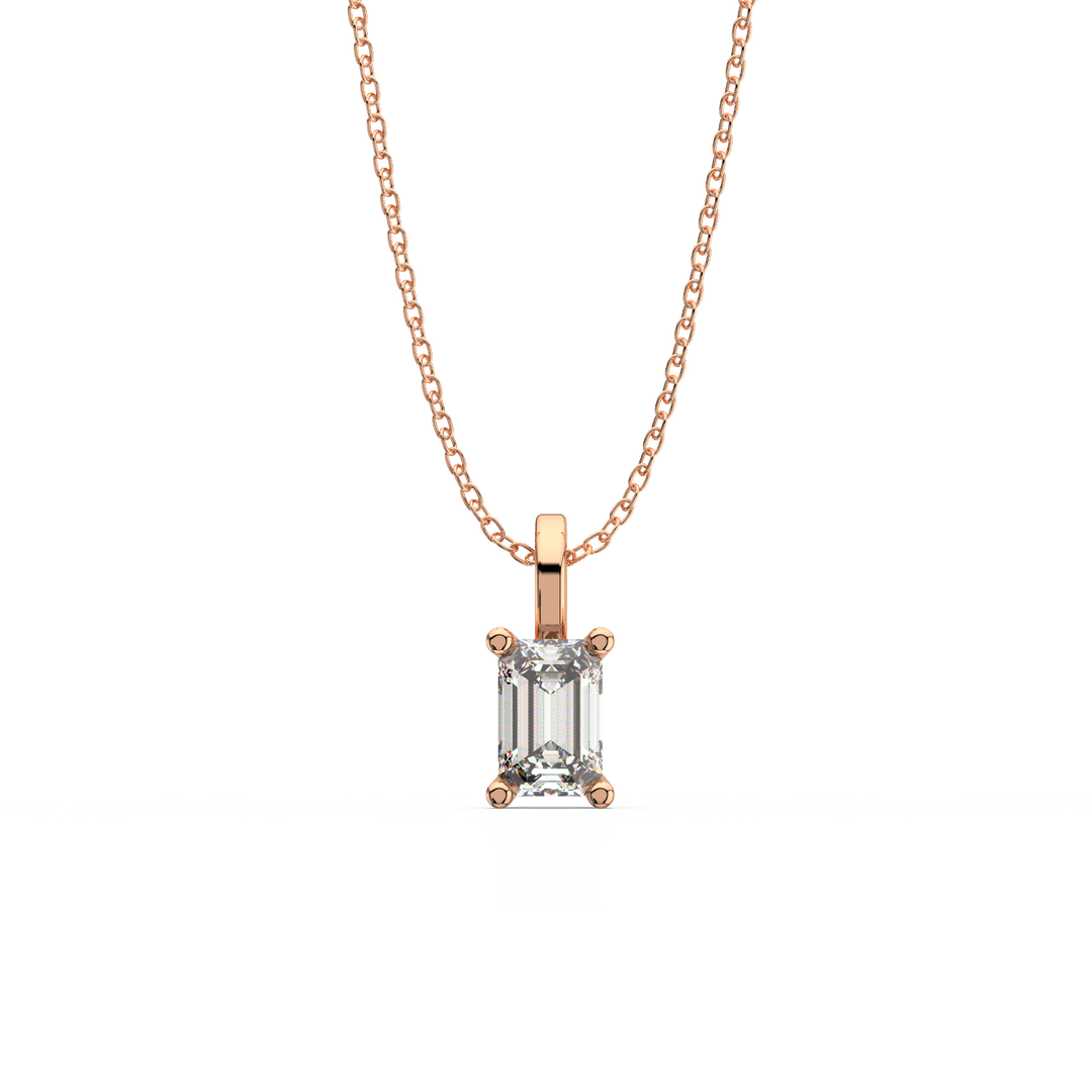Solitaire Emerald Lab Grown Diamond Pendant by Stefee