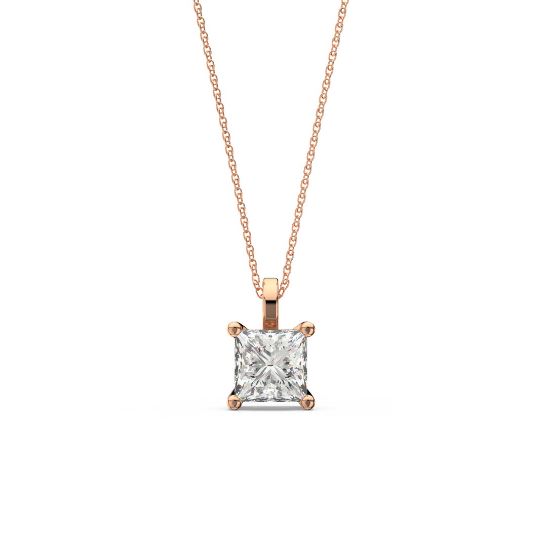 Solitaire Princess Lab Grown Diamond Pendant by Stefee