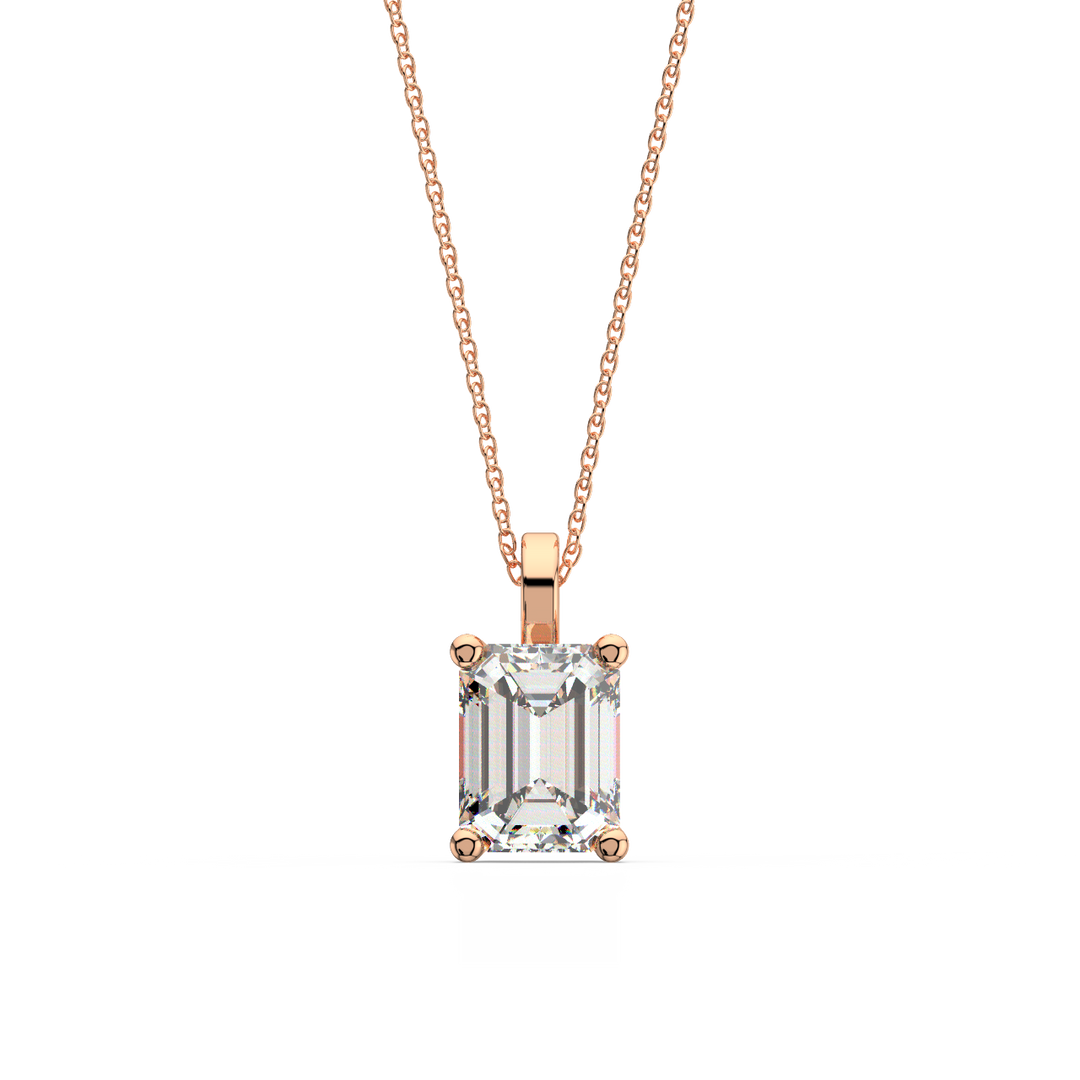 Solitaire Emerald Lab Grown Diamonds Pendant by Stefee