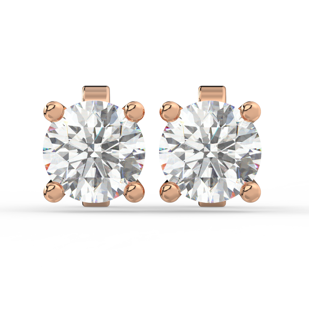 Solitaire Round Lab Grown Diamond Studs Earrings by Stefee