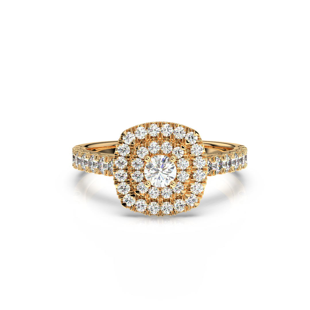 Double Halo Lab Grown - Engagement Diamond Ring by Stefee Jewels