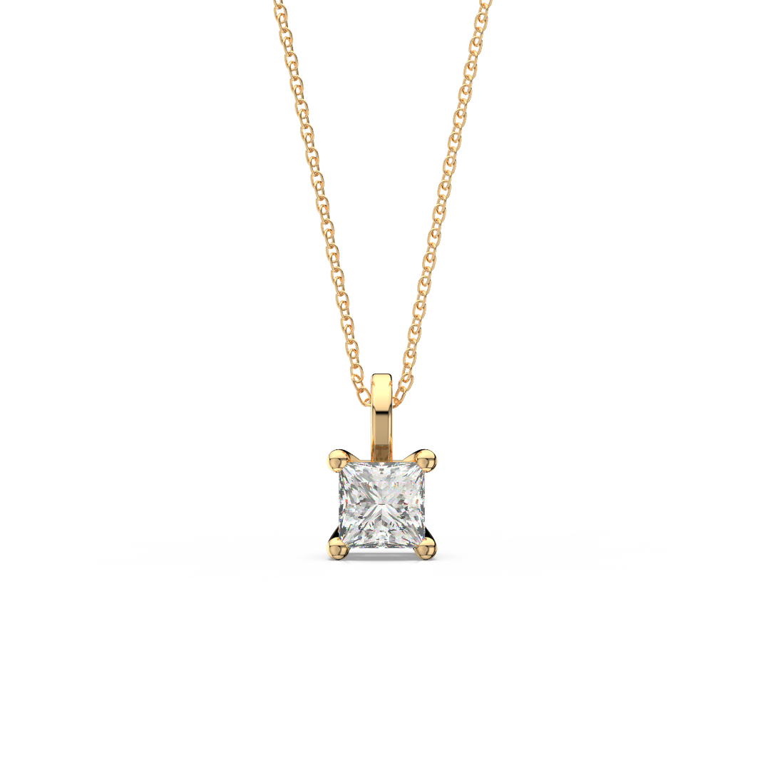 Solitaire Princess Lab Grown Diamond Pendant by Stefee