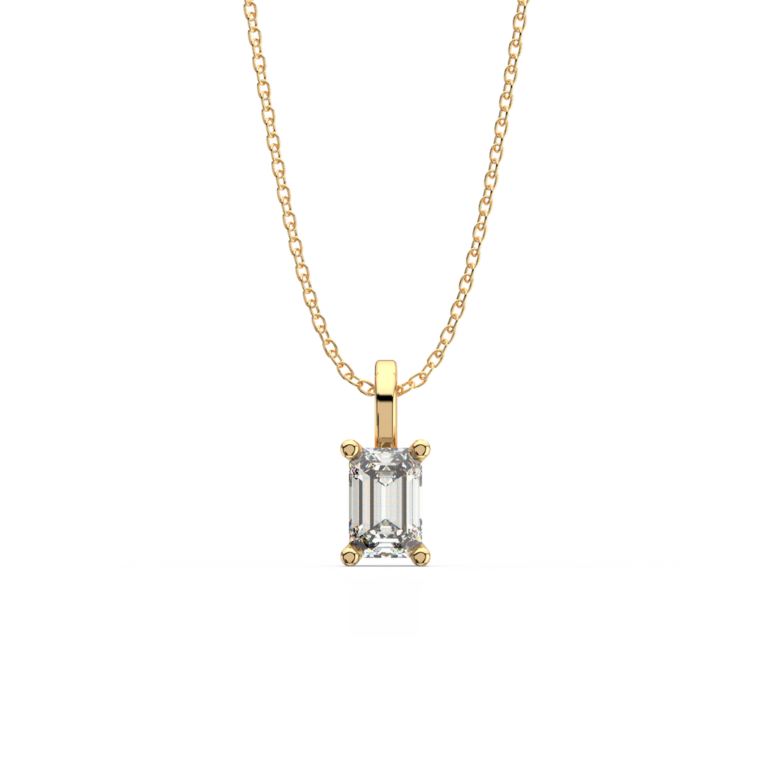 Solitaire Emerald Lab Grown Diamond Pendant by Stefee