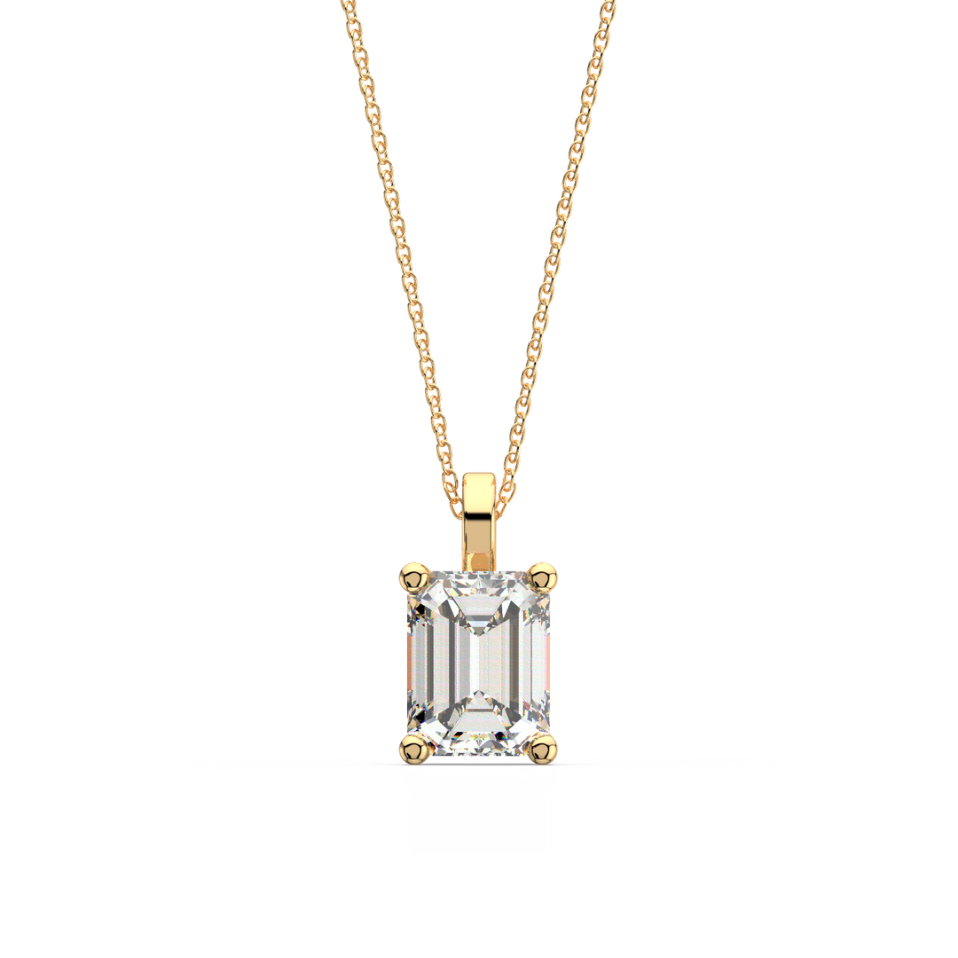 Solitaire Emerald Lab Grown Diamonds Pendant by Stefee
