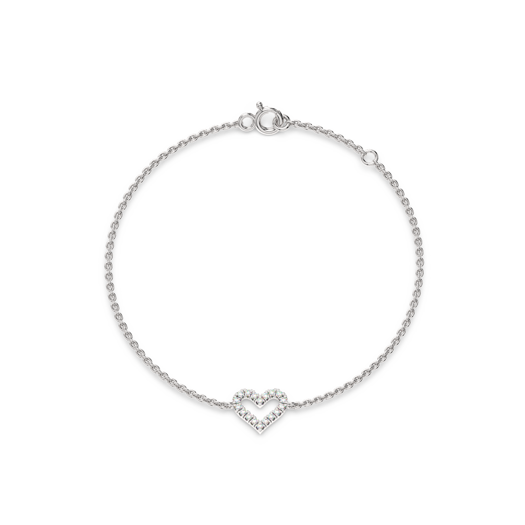 Open Heart Chain Lab Grown Diamond Bracelet by Stefee