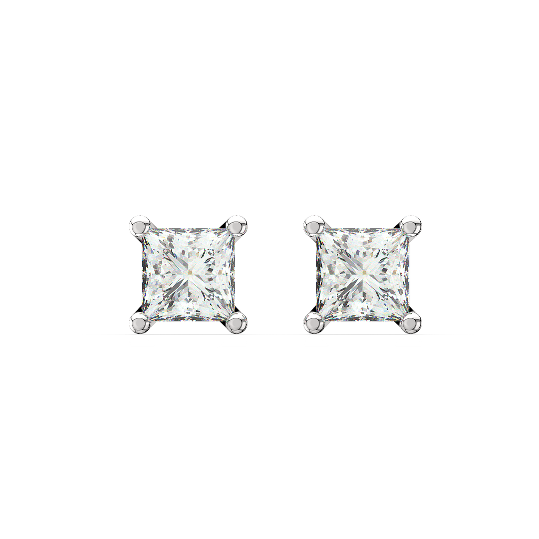 Solitaire Princess Lab Grown Diamond Studs Earrings by Stefee