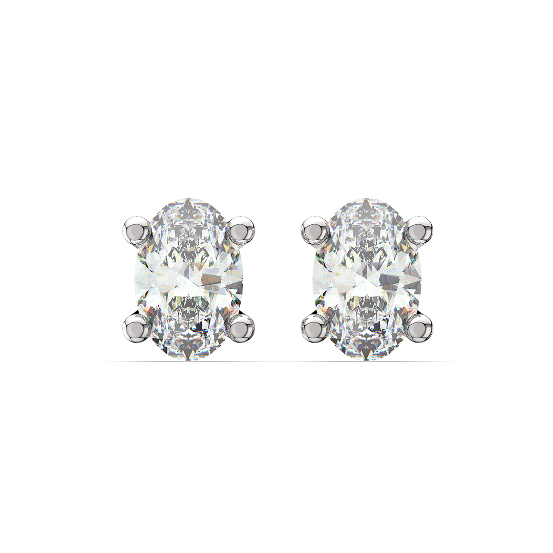 Solitaire Oval Lab Grown Diamond Studs Earrings by Stefee