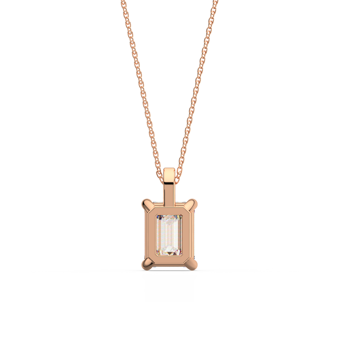 Solitaire Emerald Lab Grown Diamonds Pendant by Stefee