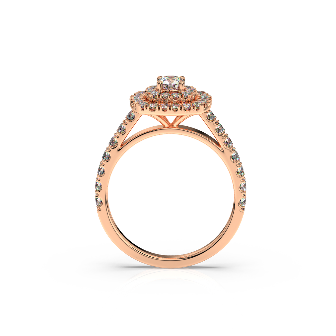 Double Halo Lab Grown - Engagement Diamond Ring by Stefee Jewels