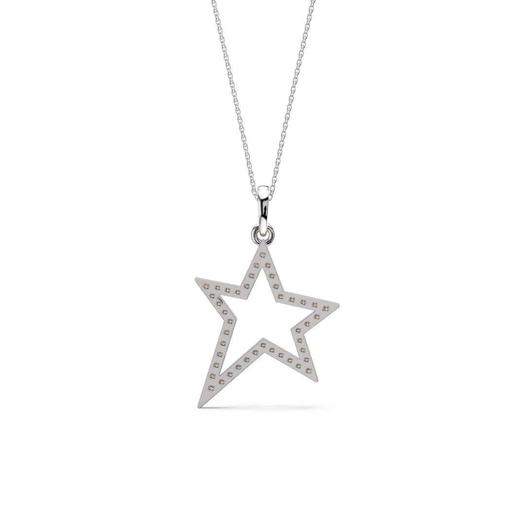 Open Star Lab Grown Diamond Pendant by Stefee