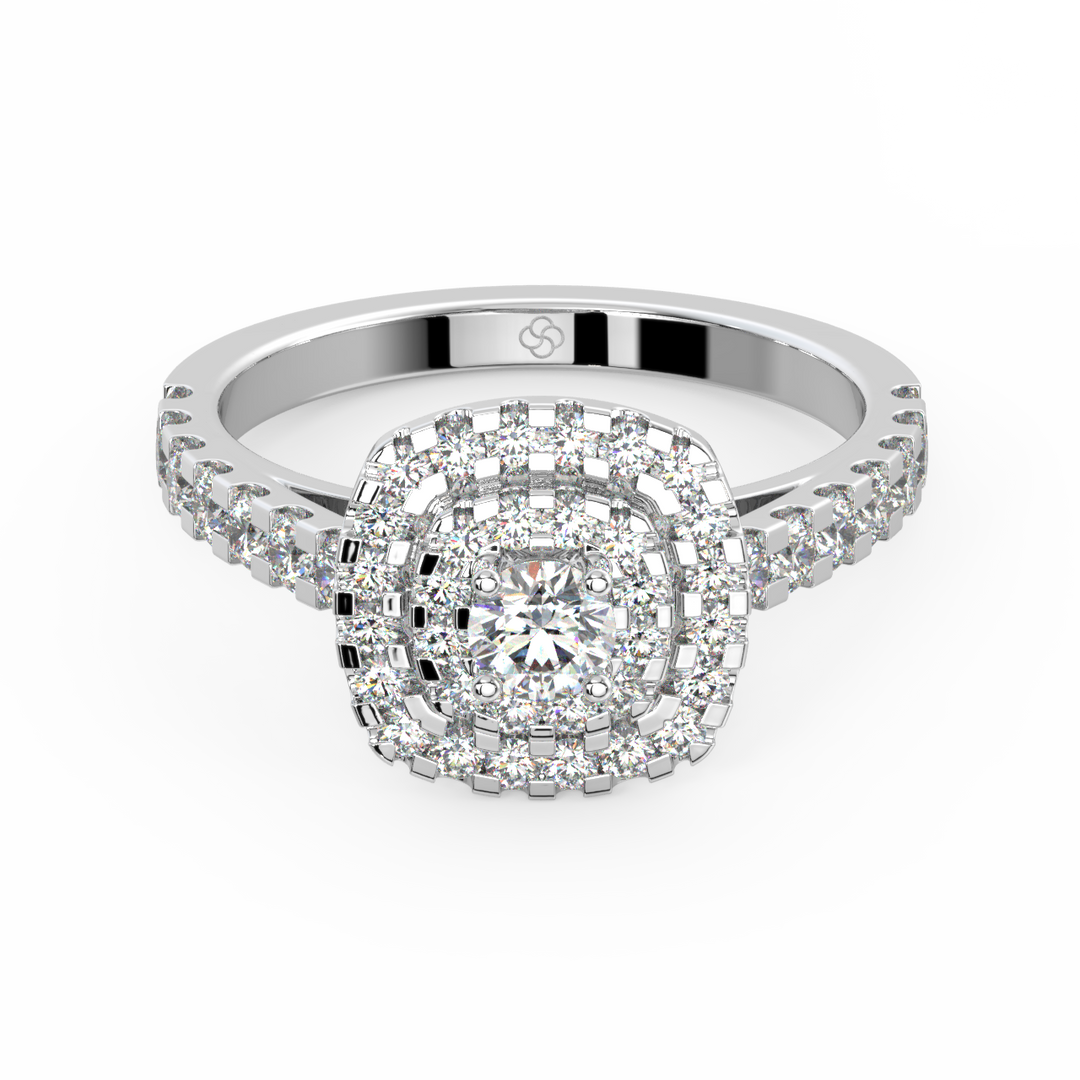 Double Halo Lab Grown - Engagement Diamond Ring by Stefee Jewels