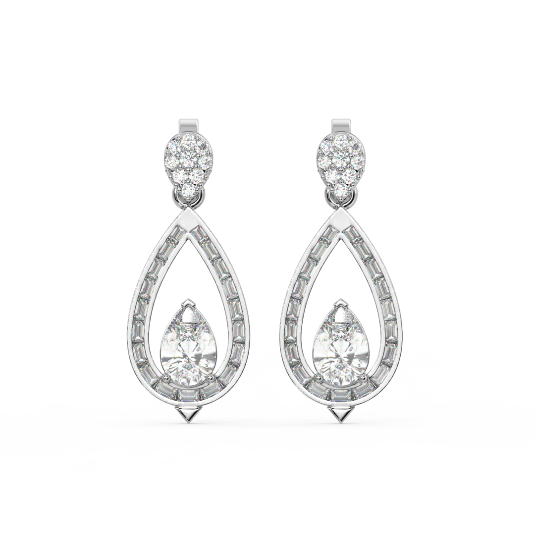 Subburst Pearl Lab Grown Diamond Drop Earrings by Stefee Jewels