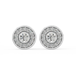 Load image into Gallery viewer, Trailing Round Halo Lab Grown Diamond Studs Earrings by Stefee
