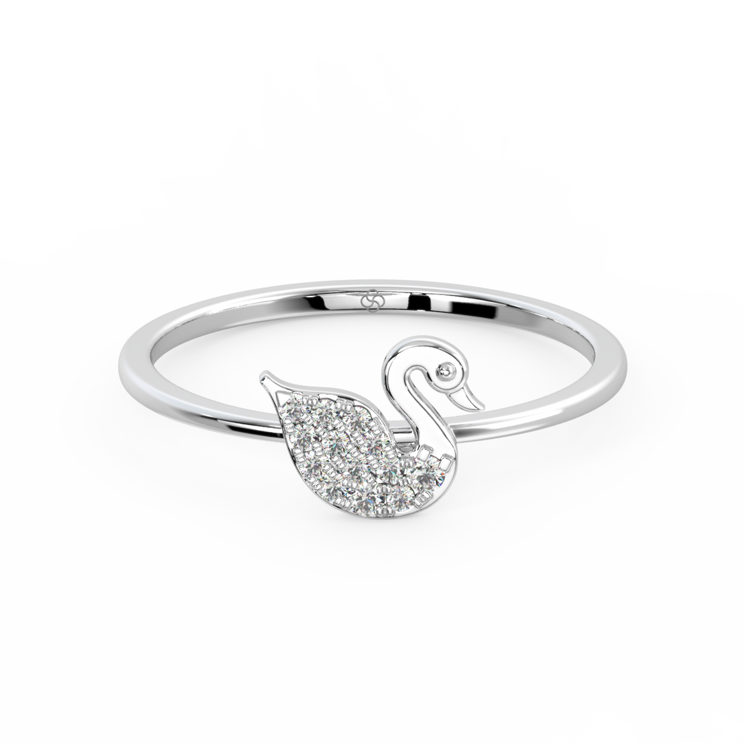 Studded Swan Lab Grown Diamond Ring by Stefee Jewels