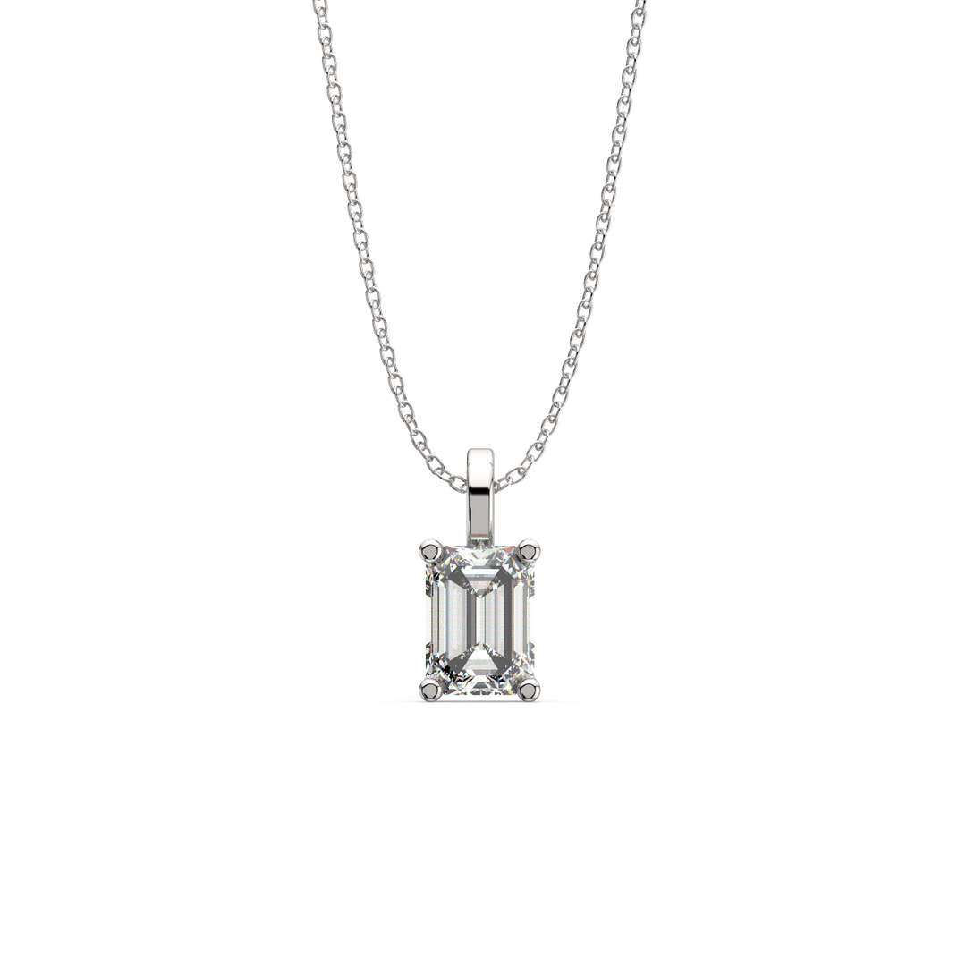 Solitaire Emerald Lab Grown Diamond Pendant by Stefee
