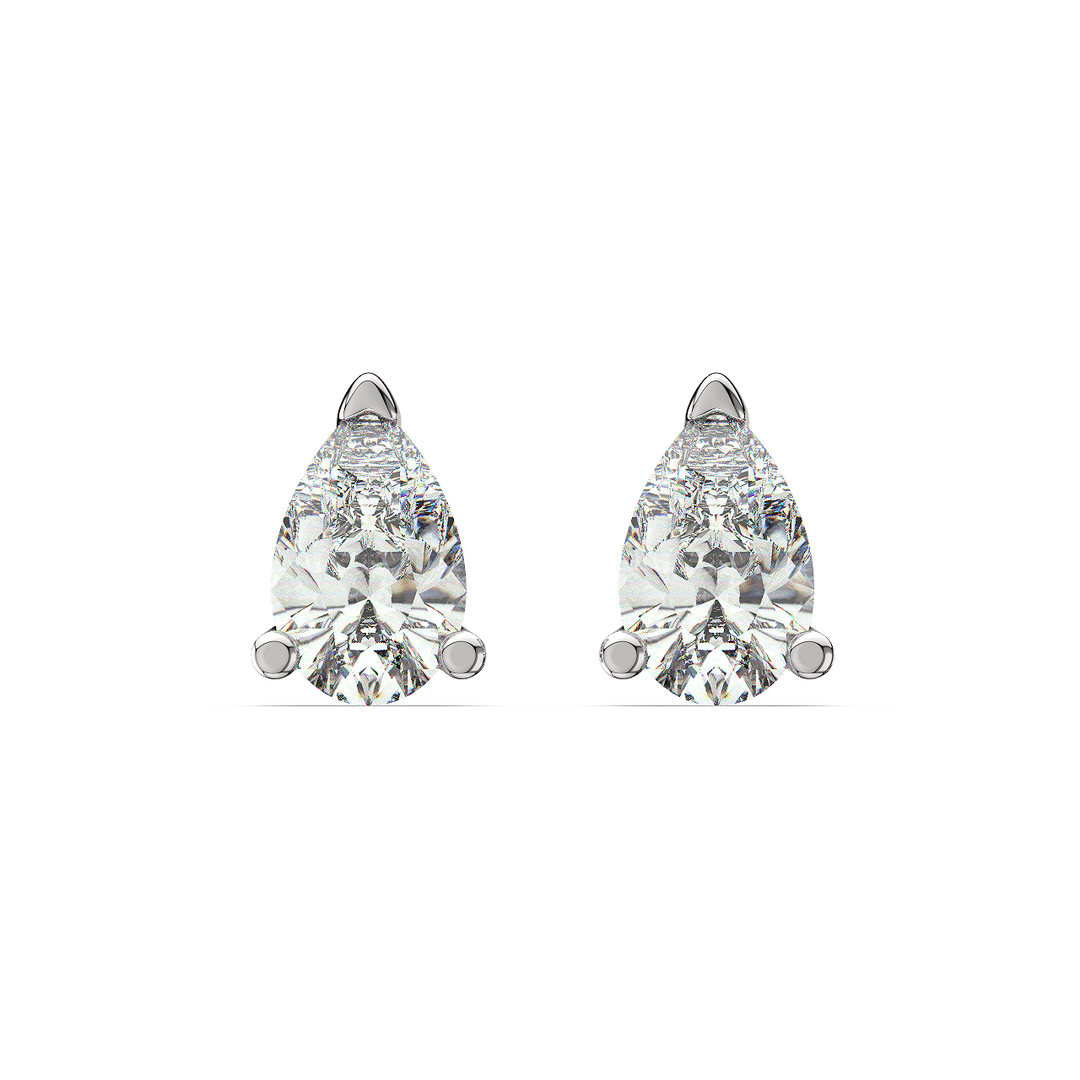 Solitaire Pear Lab Grown Diamond Studs Earrings by Stefee