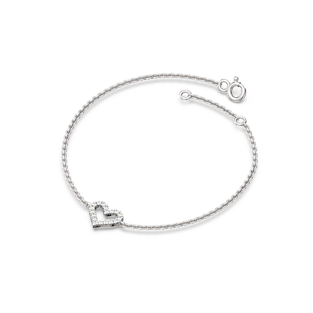 Open Heart Chain Lab Grown Diamond Bracelet by Stefee