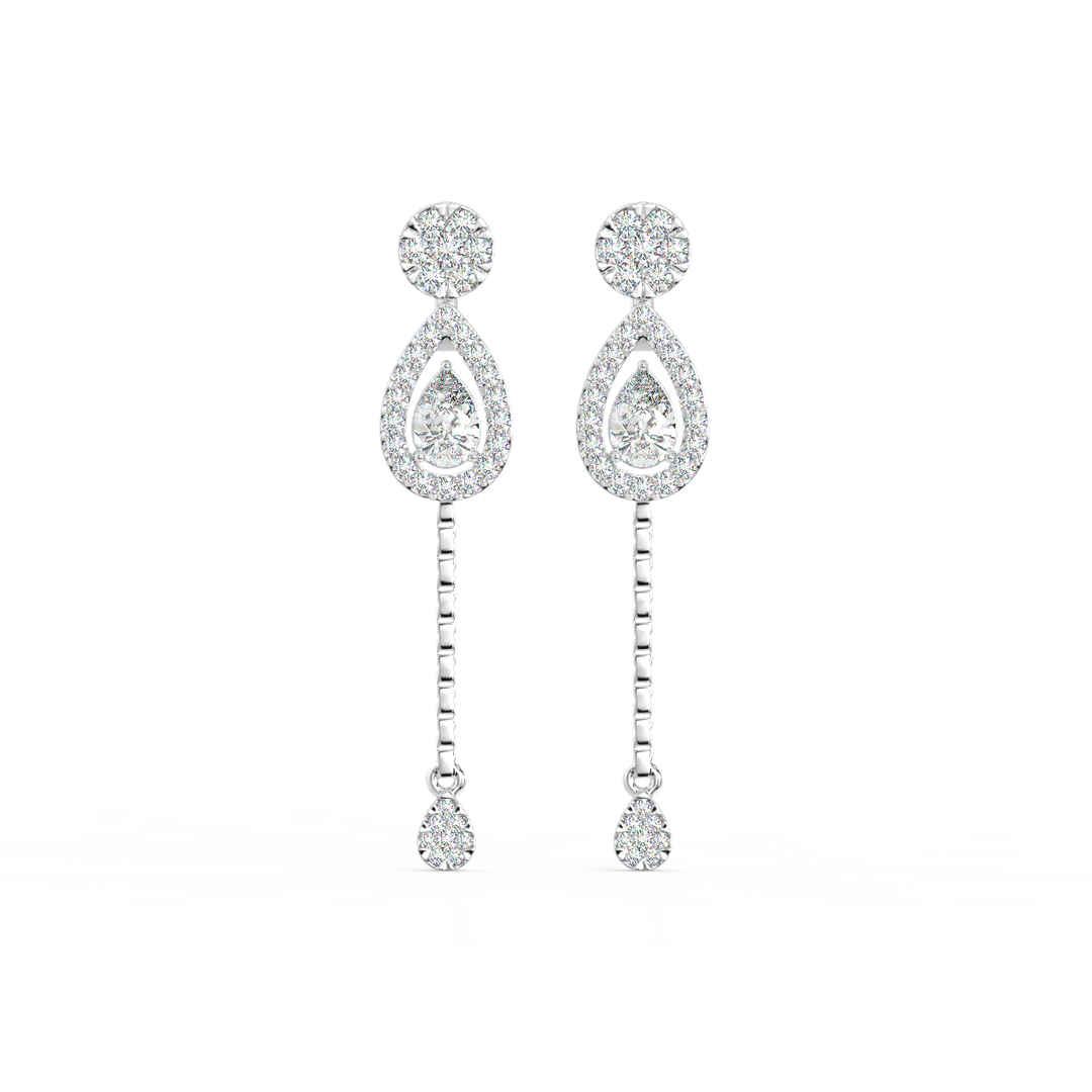 Round Lab Grown Diamond Danglers with String  By Stefee Jewels