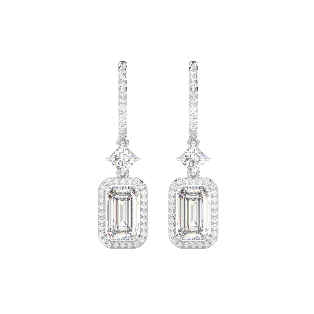 Emrald-Cut Drop  Lab Grown Diamond Earrings By Stefee Jewels