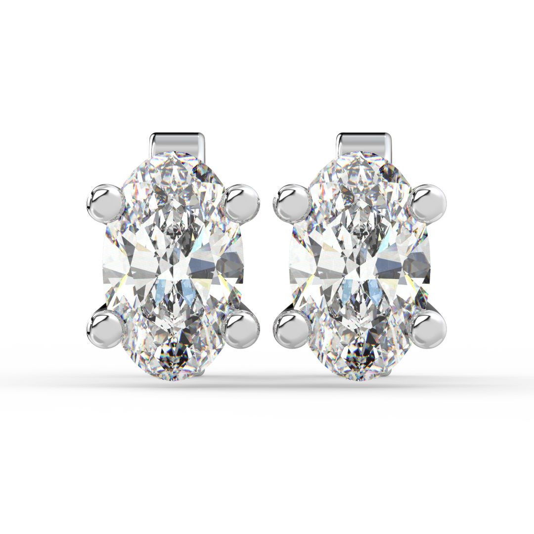 Solitaire Oval Lab Grown Diamond Studs Earrings by Stefee